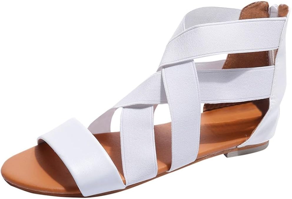 Amazon.com | Universal Braided Ankle Strap Flat Elastic Sandals for Women, Junior Girl Elastic 