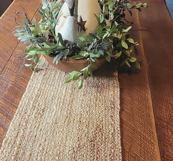 Photo 1 of Natural Jute Table Runner Rug, Farmhouse Style Decor for Dining Table | Hand Woven Rug Long-Lasting Rectangular Runner | Made from Jute Material for Indoor & Covered Door Entrances Size- 13 X 36 Inch