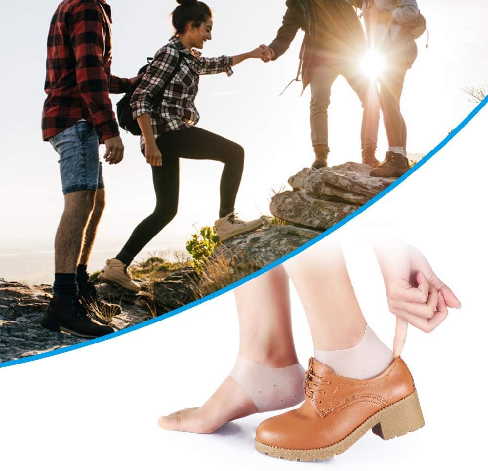 4 Pairs Silicone Heel Cups, Plantar Fasciitis Inserts, Breathable Heel Socks Protectors for Dry Cracked Heel and Reduce Pains of Plantar Fasciitis for Men and Women: Health & Personal Care