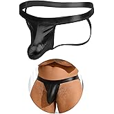 ohyeah Men's Sexy Thong Underwear Jockstrap Briefs Metallic Underwear with Pouch Jock Straps Lingerie for Men Fits 6-12