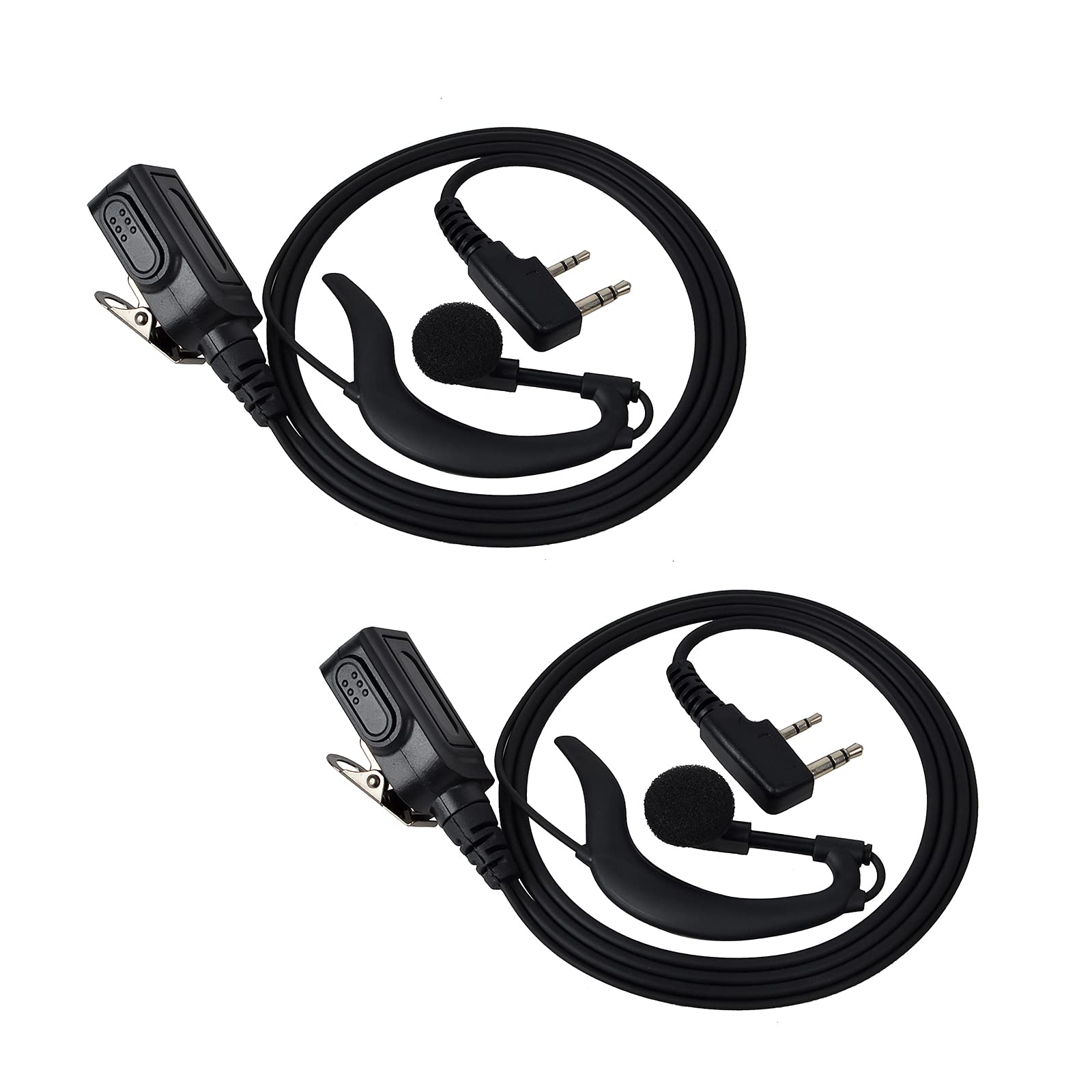 UAYESOK G Shape Two Way Radio Earpiece Serveillance Radio Headset Inline PTT Mic Microphone for Kenwood 2 Pin TK-3501 Baofeng UV-5R 888S UV-82 Puxing Retevis Wouxun (2 PCS)