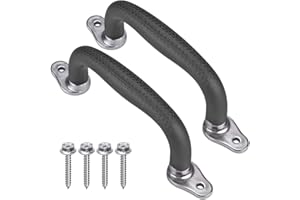 SELEWARE Black Playground Safety Handles, Non-Slip Kids Playground Grab Handles, Durable Indoor Outdoor Playset Hand Grips for Playhouse, Treehouse, Climbing Frame, Jungle Gym, Swing Set, 2 Pack