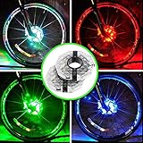 Alritz Rechargeable Bike Wheel Hub Lights, Waterproof 3 Modes LED Cycling Lights, RGB Colorful Bicycle Spoke Lights for Safety Warning and Decoration, 2 Pack