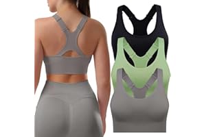 SPORME RUNNING Sports Bras for Women Pack Racerback High Support Bras with Adjustable Straps-Padded Seamless Yoga Bra