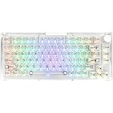 KiiBoom Phantom 81 75% Transparent Mechanical Gaming Keyboard, Hot Swappable Custom Gasket Keyboard with RGB Backlit, Clear Keycap, Rechargeable Battery, Triple Mode for Win/Mac (Phantom 81 V3 Clear)
