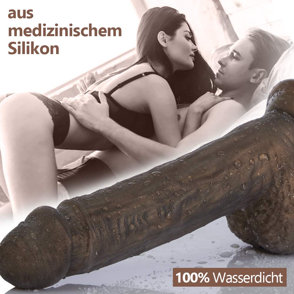 Fondlove Dildo Realistisch Sexspielzeug für Frauen Real Dong Penis Didlo mit Saugnapf Silikon Kupfer Golden Analdildo