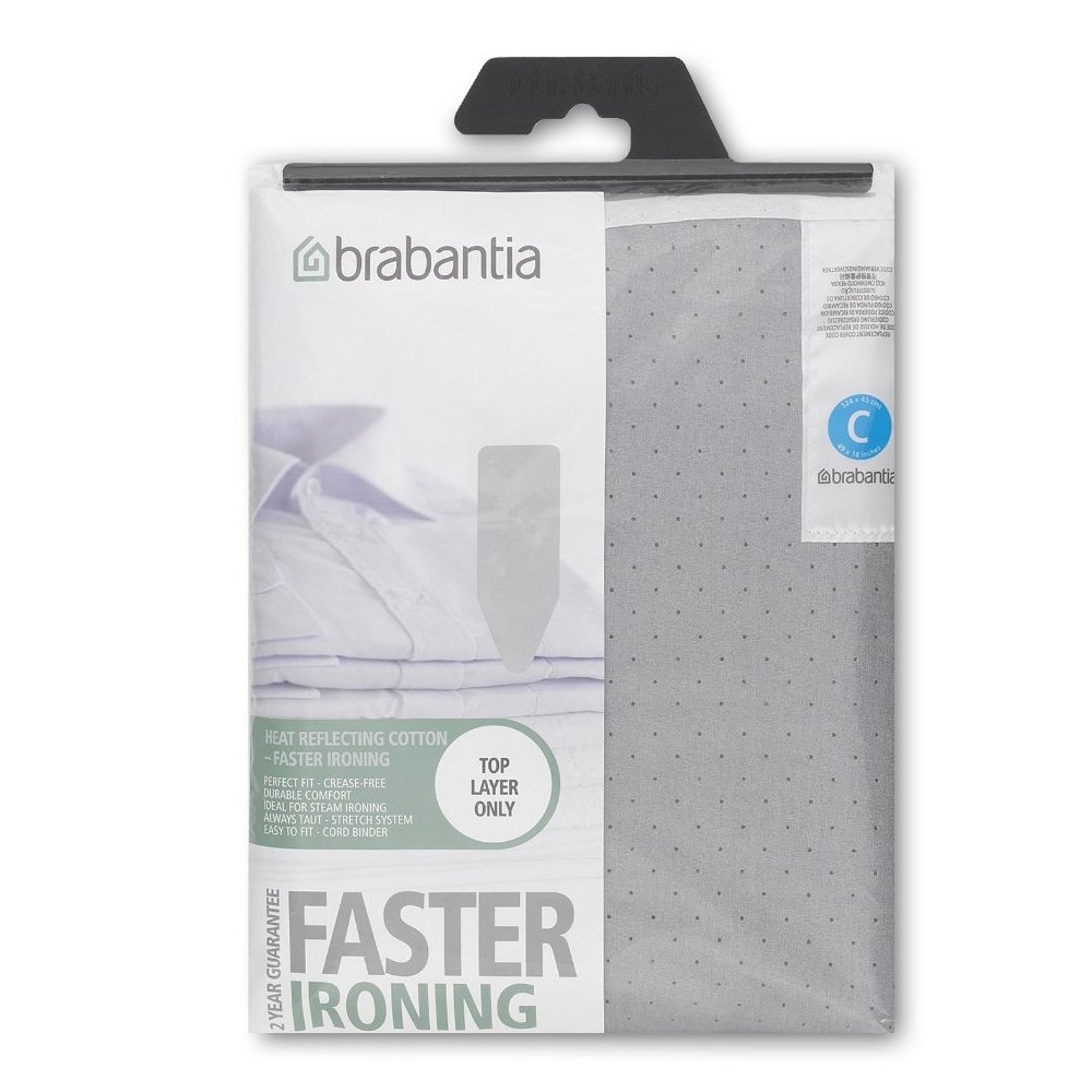 Brabantia Metallised Silver Ironing Board Cover, L 124 x W 45 cm, Size
