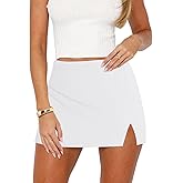 Women's Mini Bodycon Skorts Skirts - Summer Casual High Waisted Y2K Slit Pencil A-line Skirt with Shorts Underneath