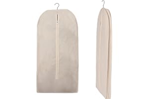 24 x 62 Inches Long Cotton Garment Bag | Front Zipper Cover garment bags | Dust Proof Closet Organizer, Easy Travel Storage B