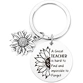 Liomxase Gifts for Teachers - Thank-you Teacher Christmas Gift,Teacher Appreciation Gifts,Sunflower Teachers Retirement Graduation End of Year Valentines Stocking Stuffers Birthday Present Keychain