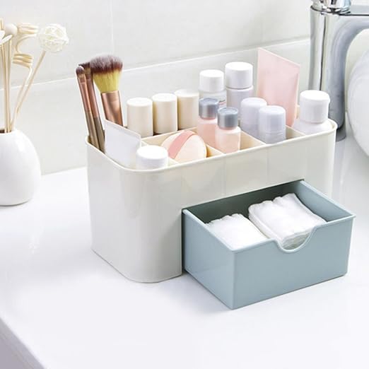 Amazon Com Mini Makeup Storage Box Makeup Storage Organizer Cart Cosmetic Lipstick Cases Small Objects Box Desktop Organizer Makeup Storage For Small Spaces Makeup Storage Containers In Acrylic Blue Home Kitchen