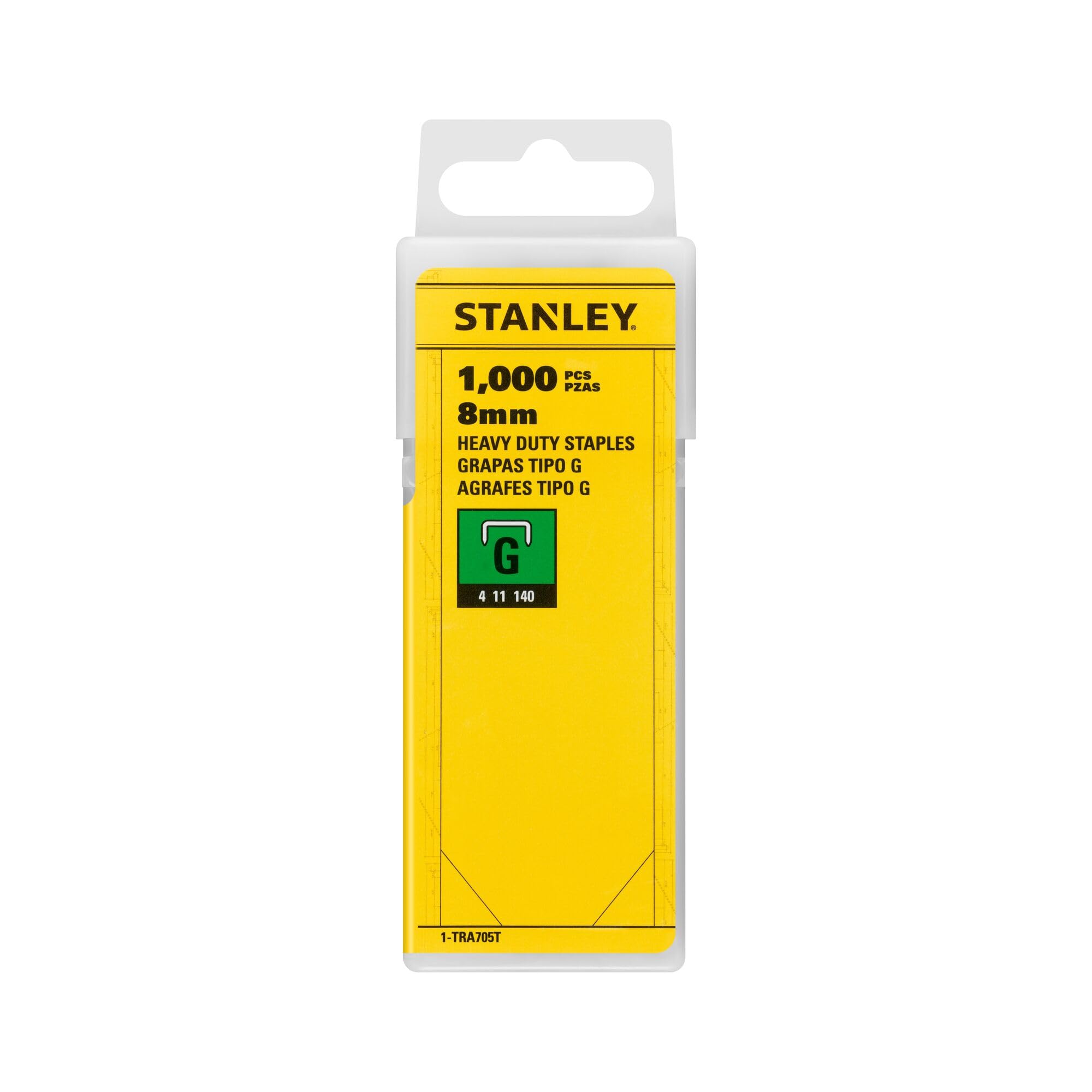 Stanley 1-TRA705T 8mm Heavy-Duty Staple (1000 Pieces),Yellow/ Black
