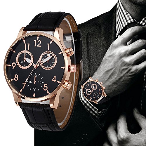 Han Shi Wrist Watch, Man Fashion Watch Retro Leather Band Analog Alloy Quartz Clock