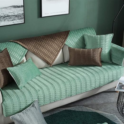 Cubierta De Felpa De Sofá Acolchado,Telar Anti-Slip Color Sólido