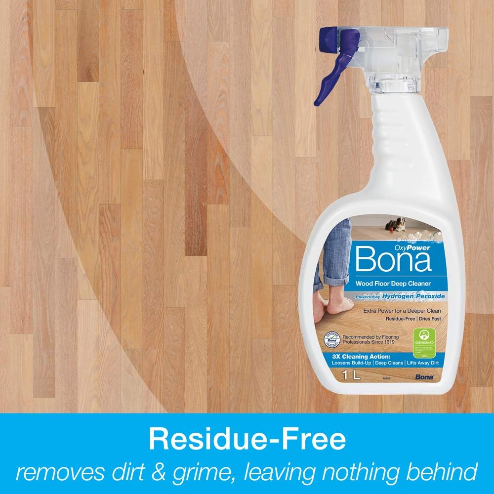 Bona OxyPower Wood Floor Cleaner Liquid, Wooden Floor Cleaner, for Varnished or Hard Waxed Wood Floors 1 Litre Spray Bottle, White - Image 3