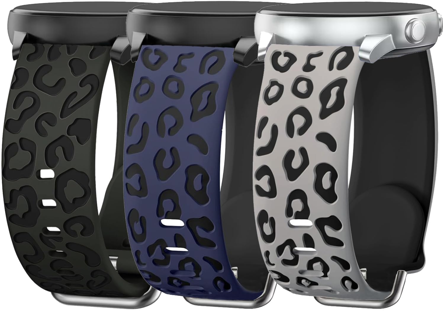 3 Pack Leopard Engraved Bands Compatible with Samsung Galaxy Watch 8 40mm/44mm/Classic 46mm 2025, Breathable Soft Silicone Waterproof Replacement Straps Wristbands for Galaxy Watch8/Classic 302