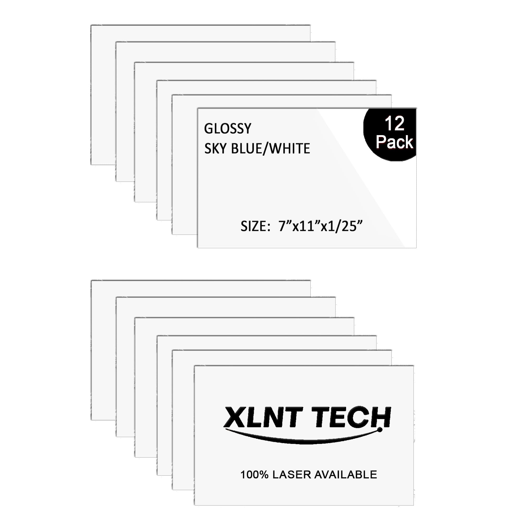 XLNT TECH 100% Laser Engraving Blank Materials ABS Double Color Sheet, White/Black (7" x 11“ x .040”, 12 Pieces) for Interior Signs, Badge.
