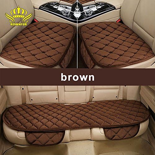 Rownfur Velvet Auto Car Vehicle Long Rear Seat Chair Cover Protective Cushion Mat pad for baby, SUV, skin-friendly (brown)