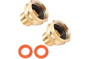 Kbrotech Brass Garden Hose Adapter, 3/4' GHT Female x 1/2' NPT Male Connector, 2pcs