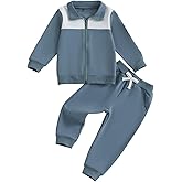 fhutpw Baby Toddler Boy Fall Winter Outfits Long Sleeve Zip Up Sweatshirt Jacket & Elastic Waistband Sweatpants Clothes Set