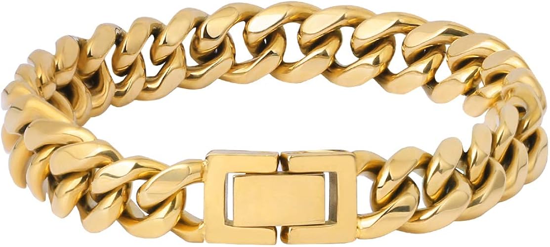 Amazon Krkc Co 幅10mm 喜平 ブレスレット キューバンブレスレット 18kゴールド ステンレス 太目 キヘイ ブレス 4面カット メンズ リンク ヒップホップ ストリート系 B系 アクセサリー イエローゴールド 8 5インチ ブレスレット 通販