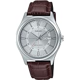 Casio MTP-V006L-7C Men's Leather Band 24 Hour Silver Index Dial Day Date 3-Hand Analog Watch