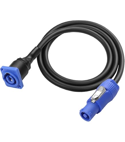 5-Pack 5ft Powercon Extension Cables - Male To Female - Blue - For Stage Lights