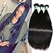Msbeauty 3 Bundles of Peruvian Straight Hair 10A Unprocessed Virgin Peruvian Hair Extensions(20 22 24 inch) Tatol 300g Natural Color Tangle-free