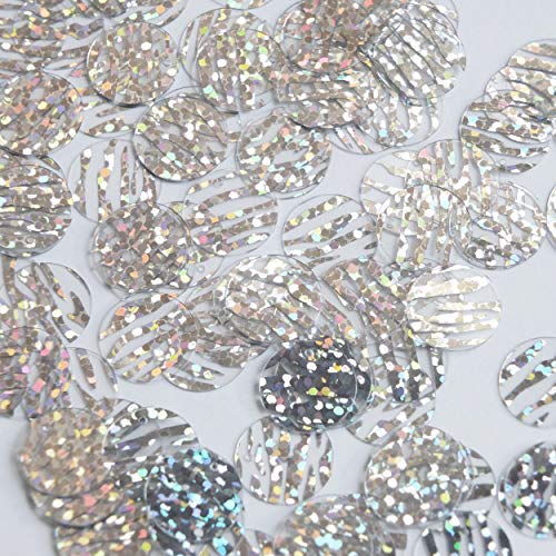 Round Flat Sequin 12mm Top Hole Silver Tiger Stripe Transparent Hologram Glitter Sparkle. Couture Paillettes. Made in USA