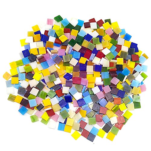 600 Pieces Mixed Color Mosaic Tiles Mosaic Glass Pieces Mosaic Making for Home Decoration or DIY Crafts, Square, 1 by 1 cm, by Leacheery