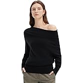 SUUKSESS Women Cashmere Oversized Off Shoulder Pullover Sweater Batwing Knit Top