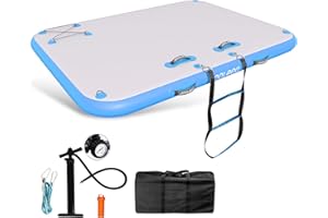 JOOLOOG Inflatable Floating Dock Mat,6 inches Thick Inflatable Stable Platform Raft with Storage Bag None-Slip Surface for Lake Beach Pool