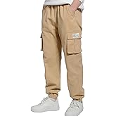 TLAENSON Boys Cargo Joggers Pants Elastic Waist Casual Jogging Trousers Bottom for Kids 6-16 Years