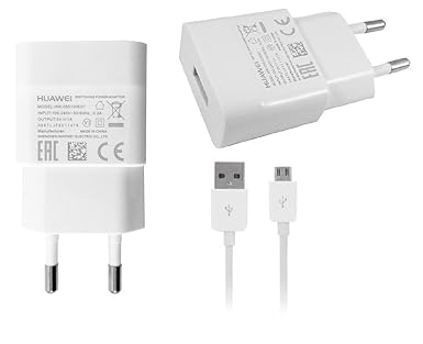 Original Huawei Ladeadapter HW-050100E01 + original Huawei Datenkabel für Huawei Ascend Y530 Travelcharger Ladegerät in Weiß