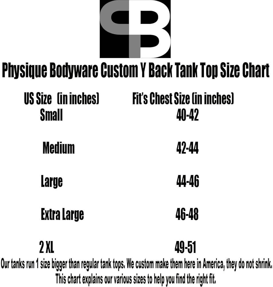 Physique Bodyware Mens Y Back Stringer Tank Top. Made in America: Clothing