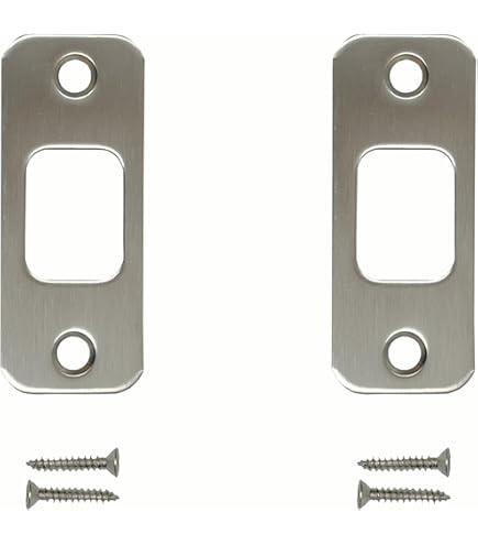 6-Pack Round Corner Deadbolt Strike Plates 1x2-1/4 Inch With Screws - Satin Brushed Nickel