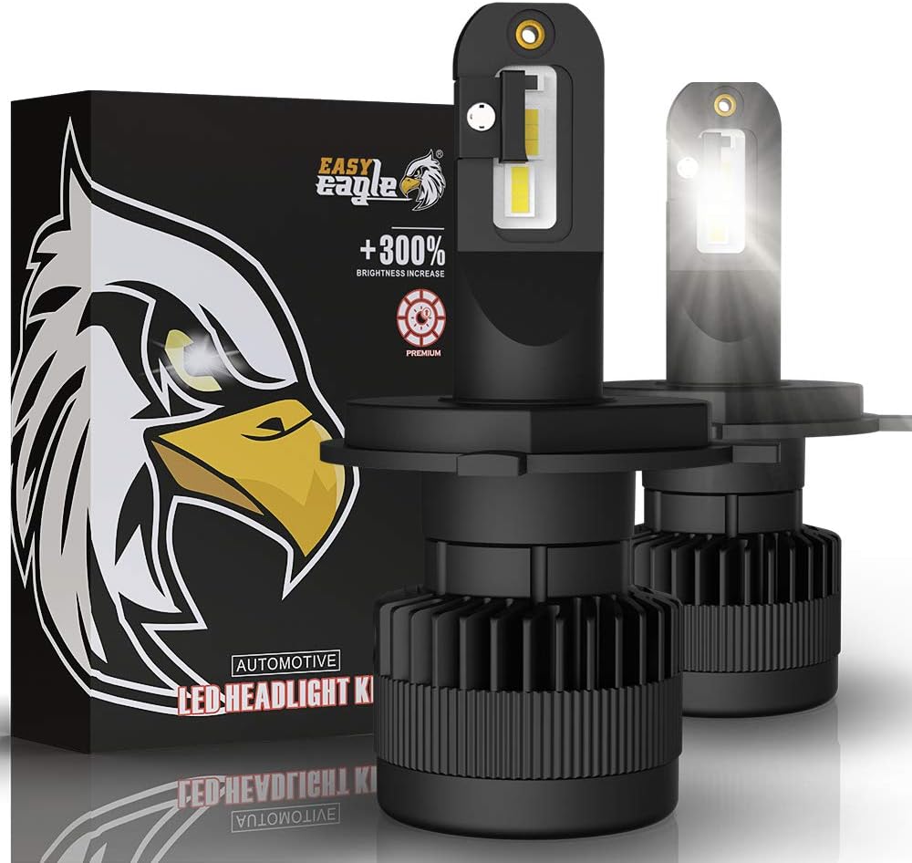 Easy Eagle H4 9003 Hi/Lo LED Headlight Bulbs, 60W 12000Lumens Extremely