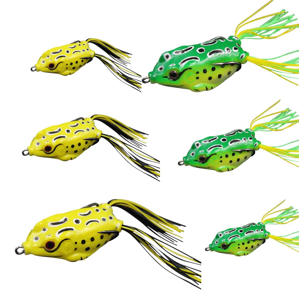 Senvenelec 6pcs Colorful Thunder Frog Fishing Lure, 3D Fisheye, Frog Fishing Bait, Flower Frog Lure.