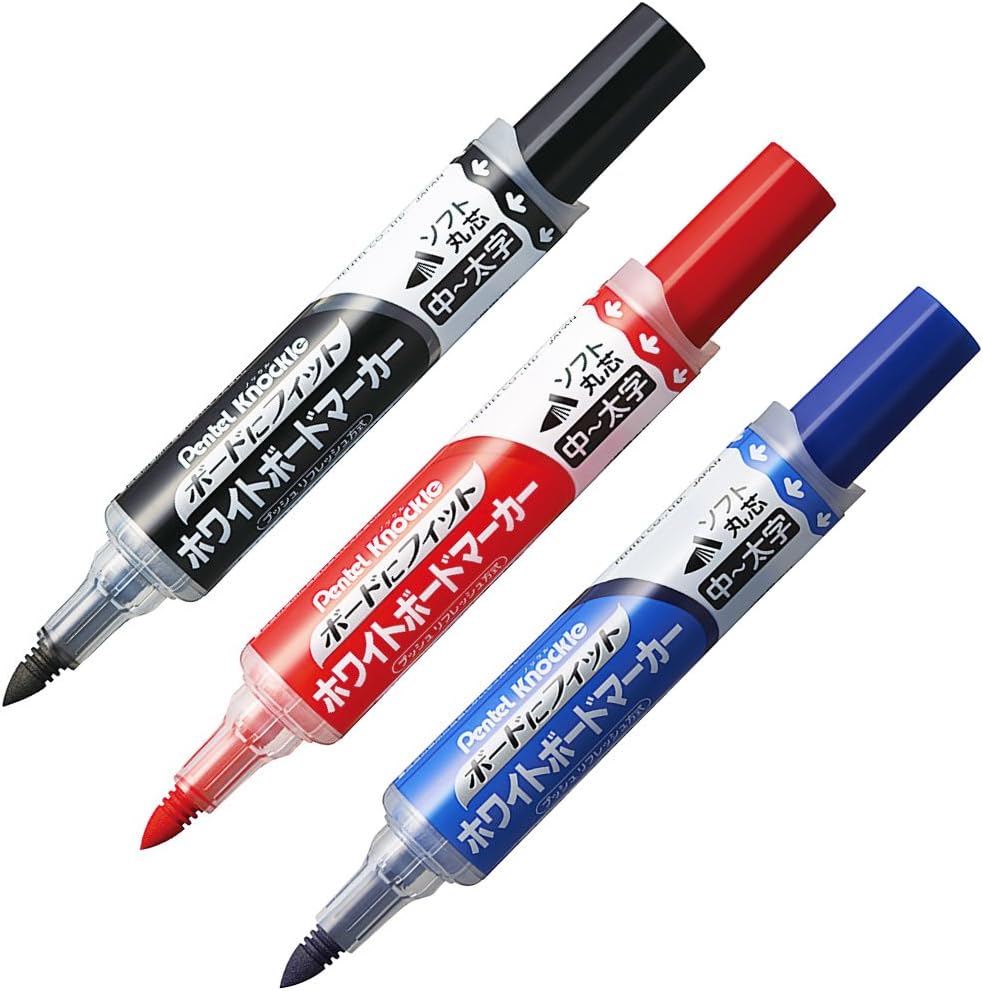 Amazon ぺんてる ホワイトボードマーカー ボードにフィット中～太字 3色セット EMWL5BF3AMZ 文房具・オフィス用品