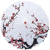 Bestage 33" Handmade Oiled Parasol Bamboo Silk Umbrella Chinese Japanese Art Classical Dance Umbrella Plum Blossom for Wedding Parties Photography Costumes Cosplay Decoration and Other Events