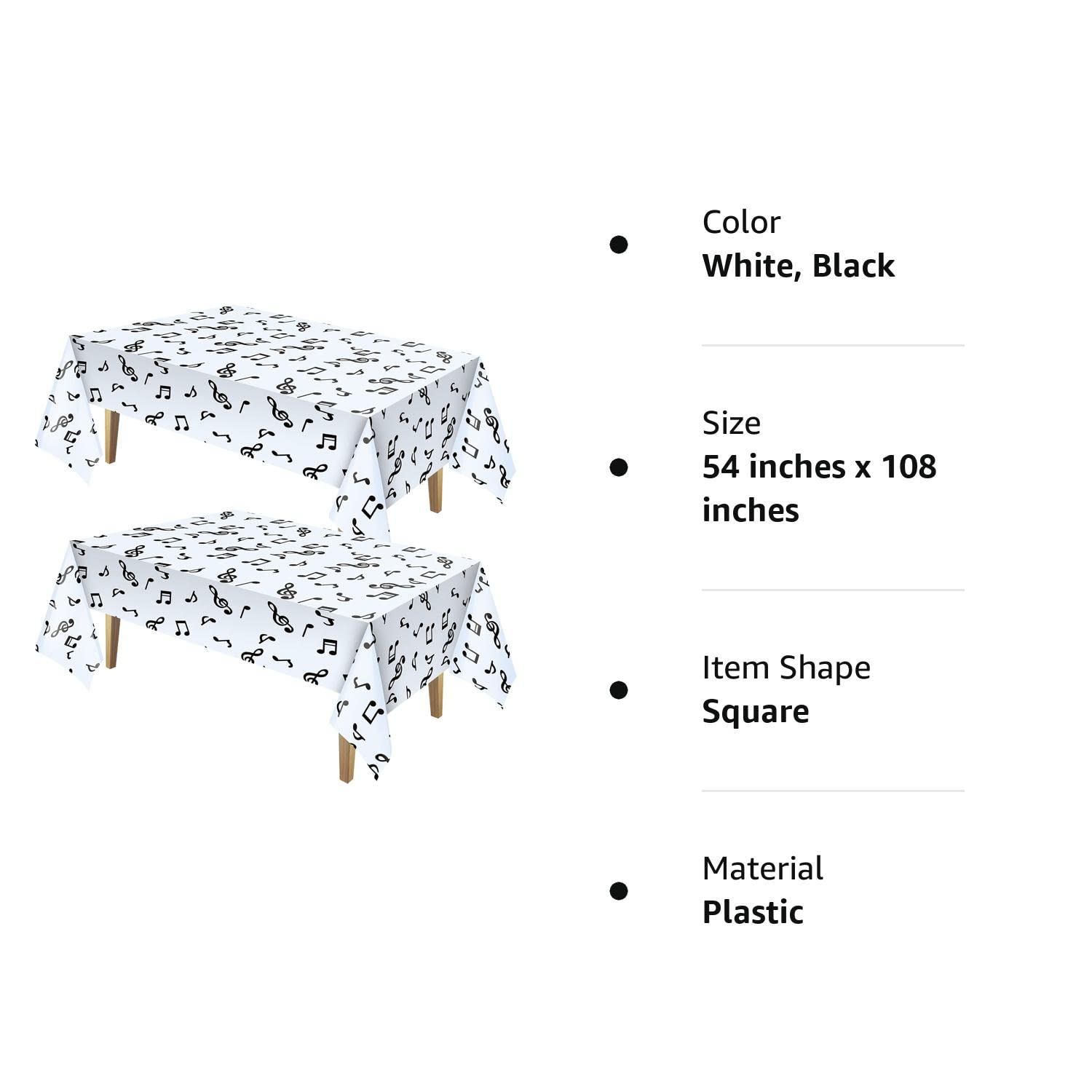 108 x 54 Inch Musical Notes Tablecover Musical Plastic Tablecloth Disposable Table Cover Notes Theme Birthday Party Decoration Supplies(2 Pieces)