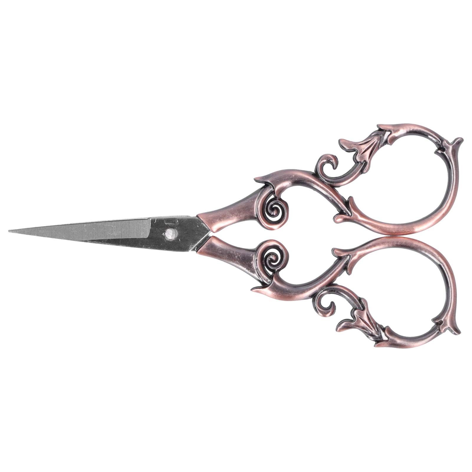 Vintage European Style Sewing Scissors with Flower Plum Blossom Design - Stainless Steel Embroidery Scissors for Tailor Craft Work (RED)