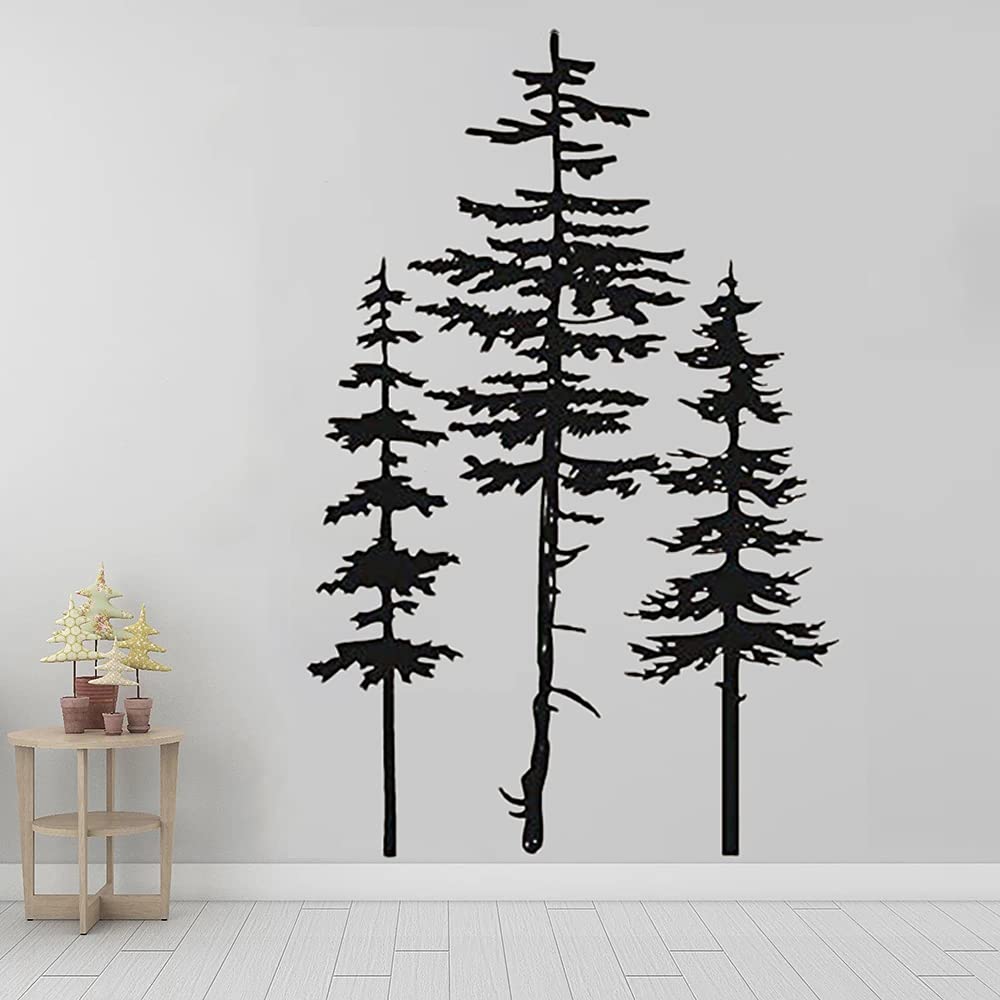 Pine Trees Wall Decal Tree Vinyl Wall Stickers Forest Art Vinyl Stickers Nature Mural Woodland Decor for Home Nursery Baby Room Kids Room Boy Girl Bedroom Playroom Wall Decoration 72" x 44"