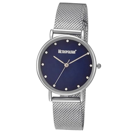 METROPOLITAN Damenuhr - Pearly, Silber/Perlmutt dunkelblau - Made with Crystals from Swarovski