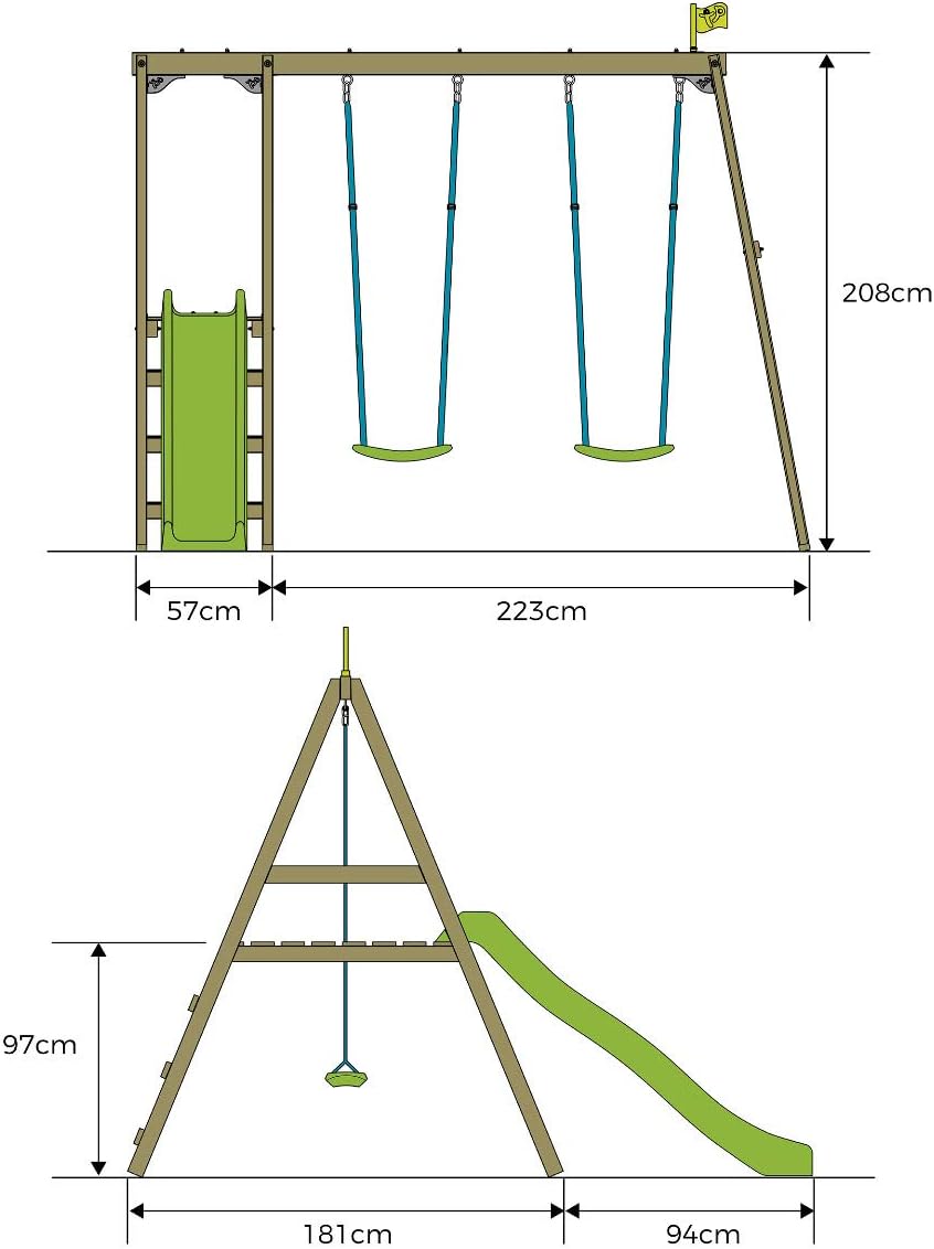 tp toys forest slide and swing multiplay set