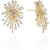 Sonateomber Large Gold Stud Earrings for Women, Statement Chunky Pearl Crystal Cubic Zirconia Wedding Bridal Prom Hypoallergenic Fashion Jewelry Gift