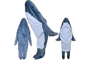 Allike Couverture à capuche confortable avec motif requin pour adultes et enfants
