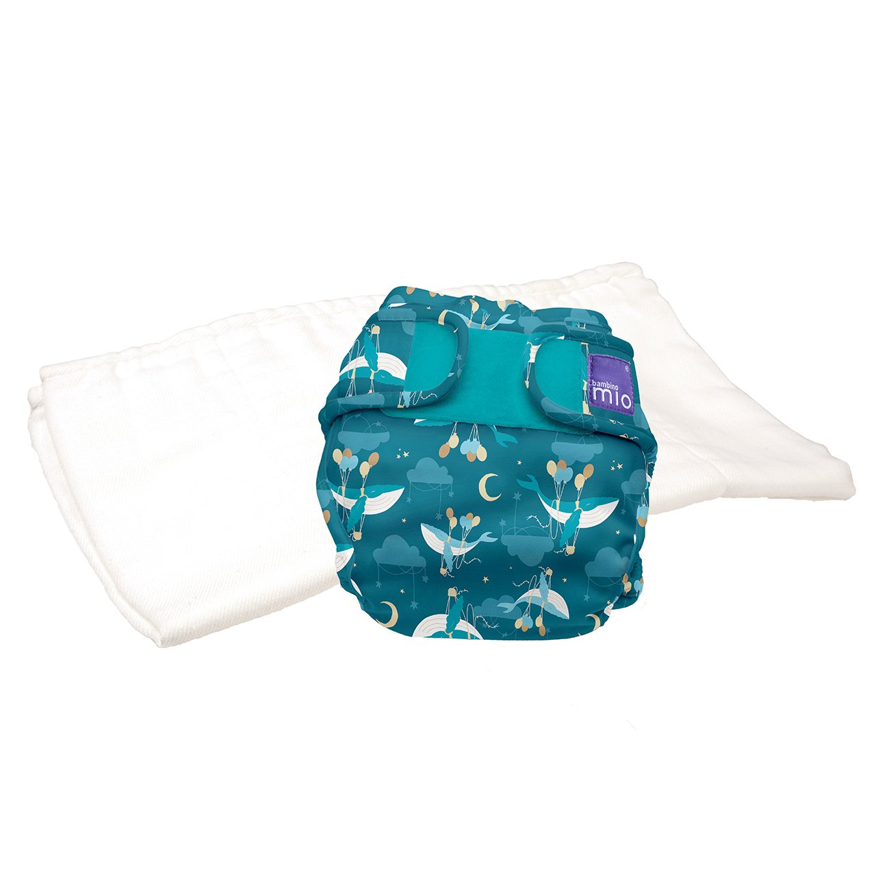 Bambino Mio, Mioduo Two-Piece Reusable Eco Chemical Free Nappy, Sail Away, Size 2 (<9Kgs+)