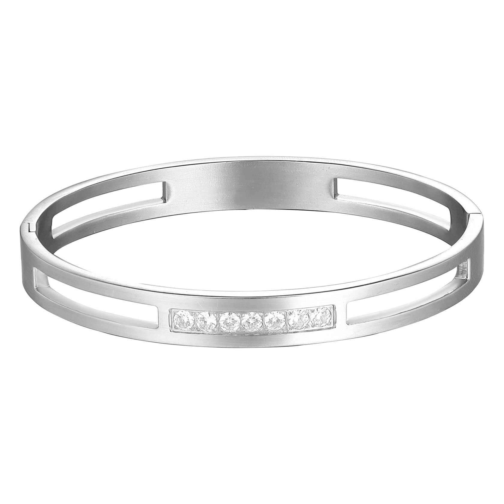 MILAKOO 6mm (Siver) Oval Bracelets Adjustable Stainless Steel Bangles for Women