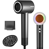 Hair Dryer, High Speed Ionic Blow Dryer, 5X-Fast Drying, 2 Billion Negative Ions, Low Noise,160000 RPM, Compact Blow Dryer with Magnetic Diffuser for Faster Drying All Hair Types(Black Gray)